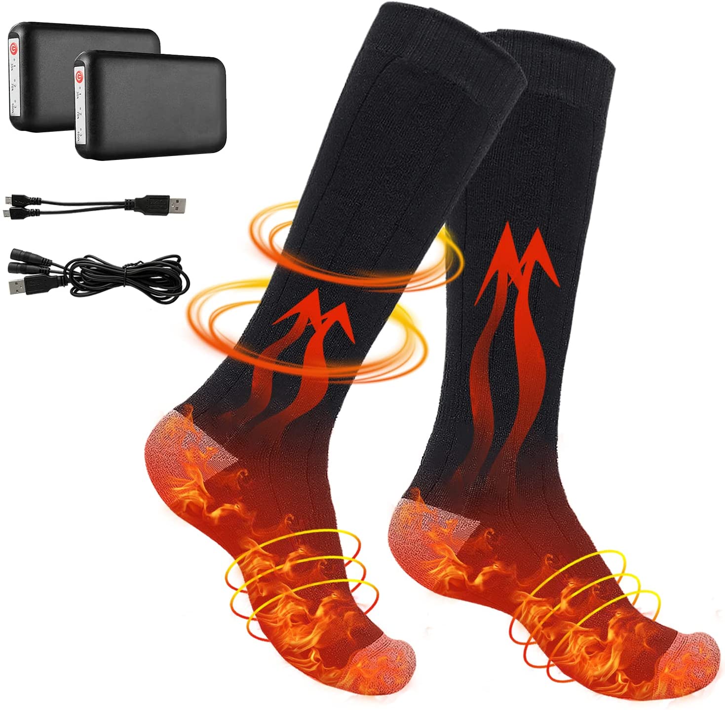 Heated Socks Electric Battery Thermal Stockings Upgraded Rechargeable Sock for Men Women,Unisex Winter Warm Winter Socks , Sports Outdoor Heated Socks Hunting Foot Warmer