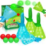 Outdoor Indoor Game Activities for Kids, Pop-Pass-Catch Ball Game with 4 Catch Launcher Baskets and 6 Balls, Valentines Day Gifts Birthday Party Favors Beach Toys for Kids Age 5 6 7 8 9 10+ and Adults
