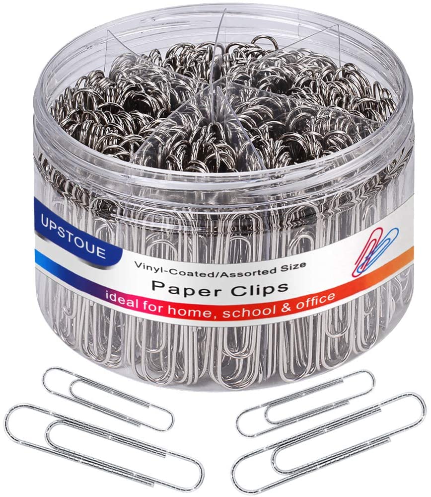 Paper Clips Non Skid,Medium and Jumbo Paper Clips (1.3 inch & 2.0 inch), Durable & Rustproof, Coated Paper Clip Great for Office School and Personal Use