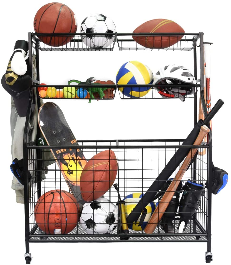Kinghouse Garage Sports Equipment Organizer, Ball Storage Ra