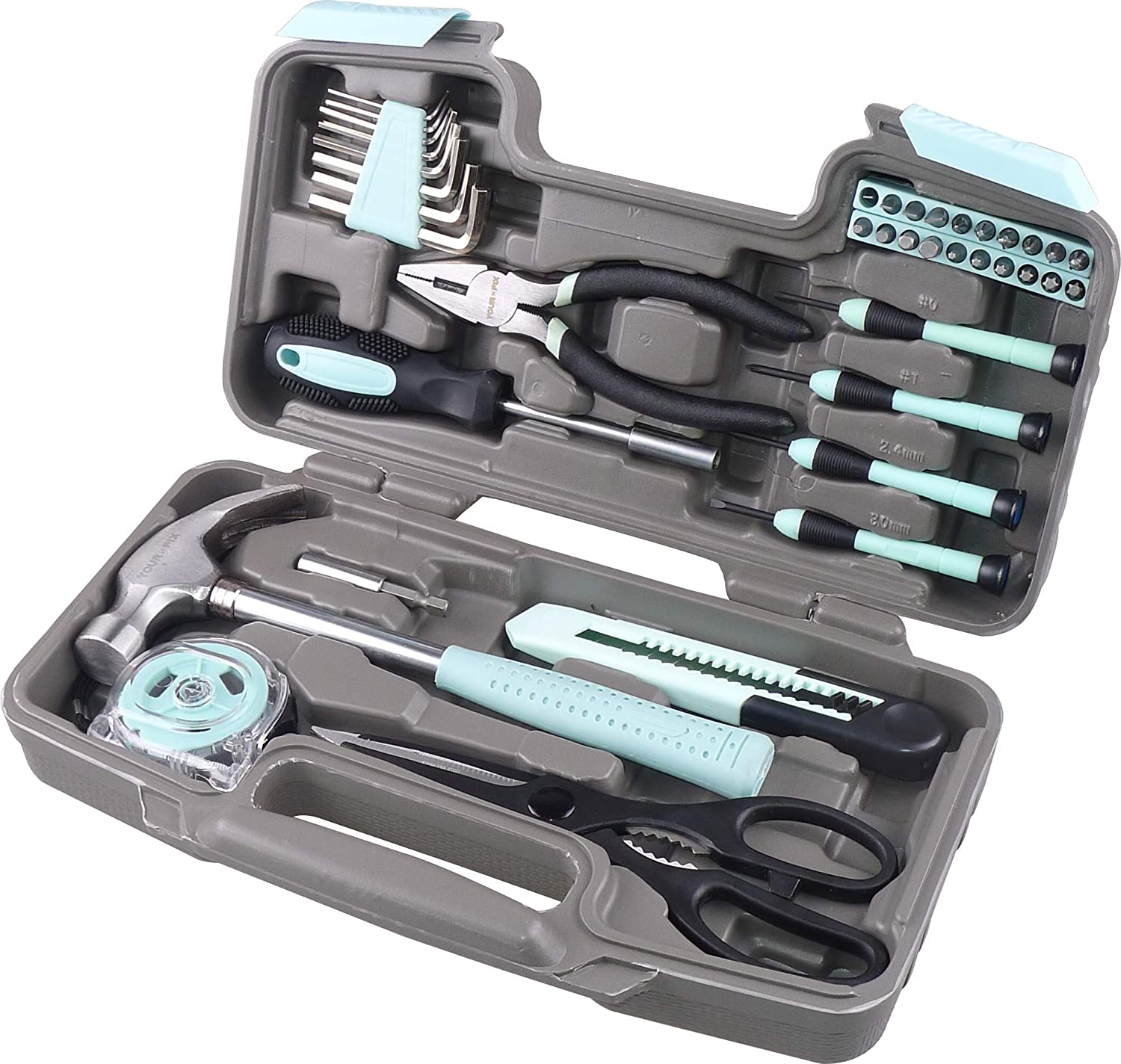 Your Fixx 39-Piece Tool Kit -General Home Improvement & Repair Tool Set with Plastic Hard Case Storage Carrier