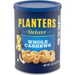 PLANTERS Deluxe Whole Cashews, 18.25 oz. Resealable Jar – Wholesome Snack Roasted in Peanut Oil with Sea Salt – Nutrient-Dense Snack & Good Source of Magnesium