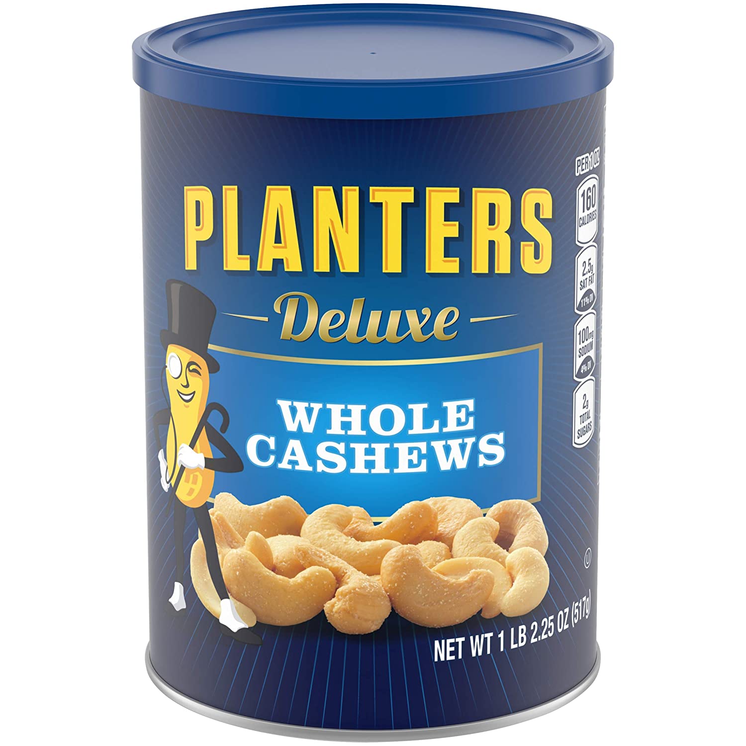 PLANTERS Deluxe Whole Cashews, 18.25 oz. Resealable Jar – Wholesome Snack Roasted in Peanut Oil with Sea Salt – Nutrient-Dense Snack & Good Source of Magnesium