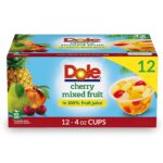 Dole Fruit Bowls Cherry Mixed Fruit in 100% Juice, Gluten Free Healthy Snack, 4 Oz, 12 Total Cups