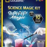 NATIONAL GEOGRAPHIC Magic Chemistry Set – Perform 10 Amazing Easy Tricks with Science, Create a Magic Show with White Gloves & Magic Wand